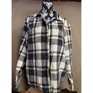 XL Plaited Black And White Old Navy Flannel Western Farm Outgoing Men’s Shirt